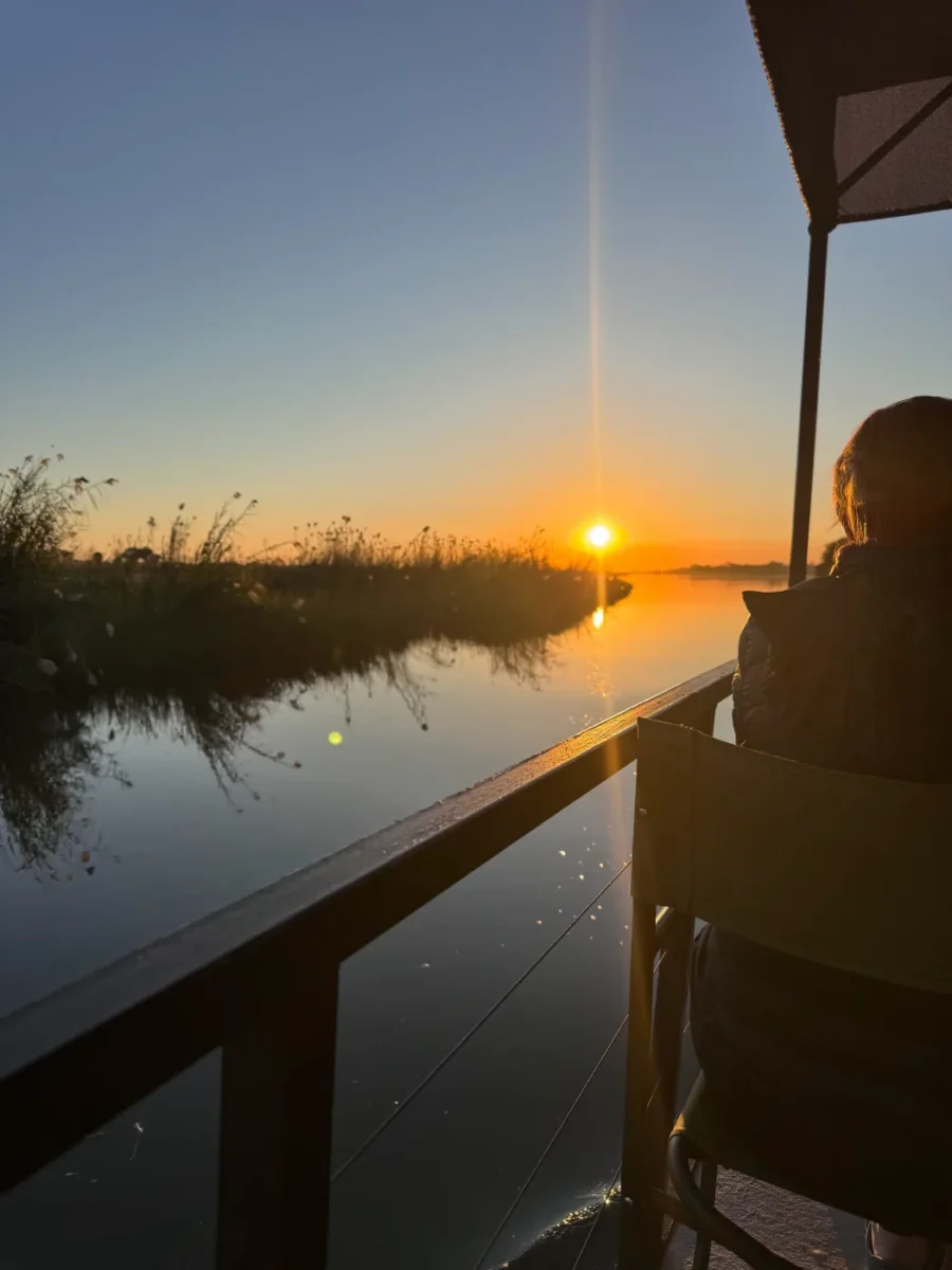 Golden sunset seen from the river during a boat cruise
