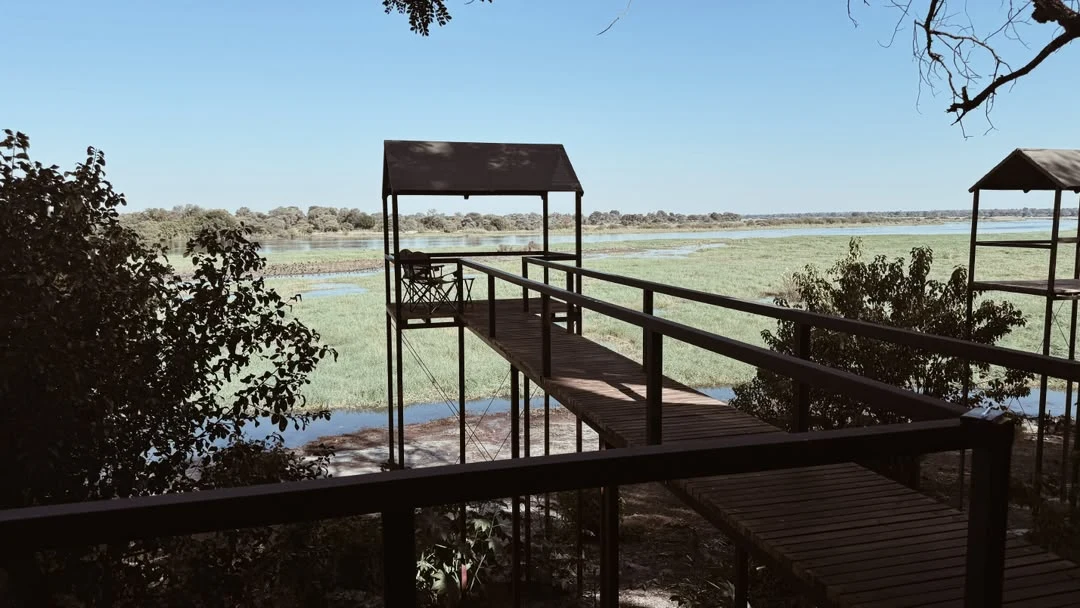 Nyime Safari Lodge viewing jetty over the river